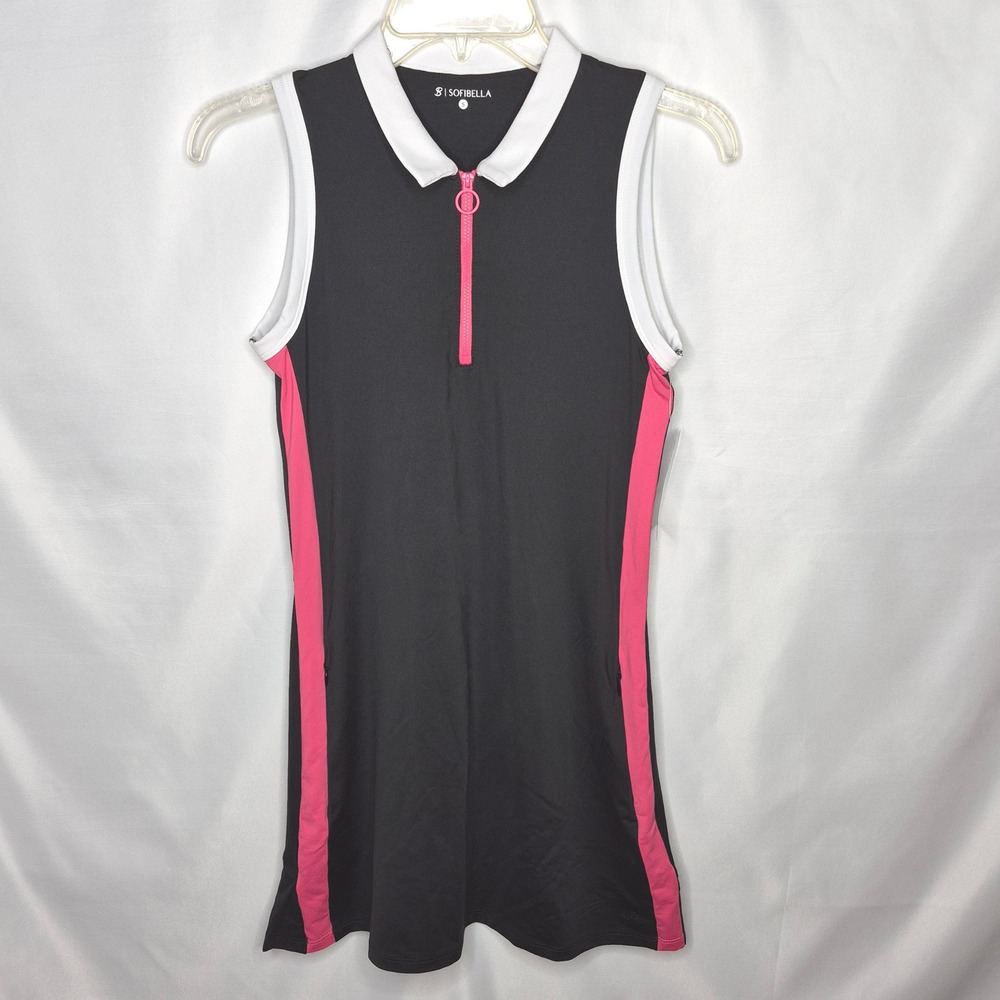 Sofibella Tennis Dress Women Small Black Pink New NWT Sleeveless Golf Athletic